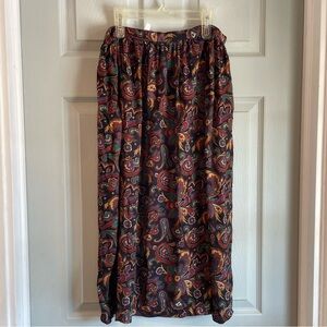 Dana Blake Women's 14 Vintage 90s Black Multicolor Paisley Print Midi Skirt